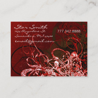 Swirly Florals - - Deep Red Business Card