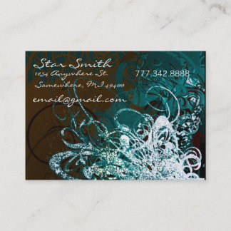 Swirly Florals SeaBlue and Chocolate Business Card