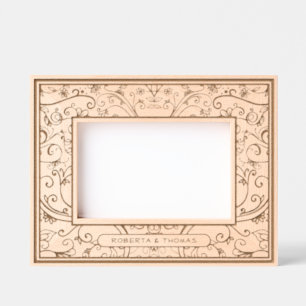 Swirly Flourish All Over Design with Names 4x6L Engraved Frames