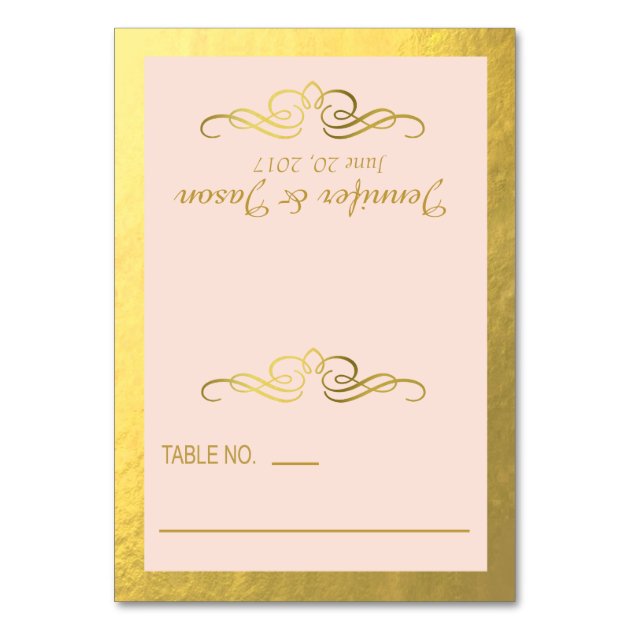 Swirly Flourish Place Cards | Gold Blush Pink