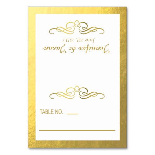 Swirly Flourish Place Cards  gold white