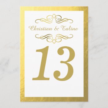 Swirly Flourish With Outline 5x7 Table Card White by glamprettyweddings at Zazzle