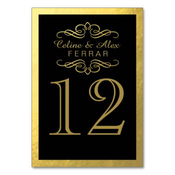 Swirly Flourish With Outline Table Numbers | Black by glamprettyweddings at Zazzle