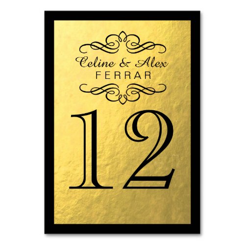 Swirly Flourish with Outline Table Numbers  gold