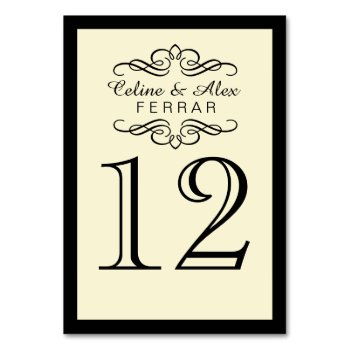 Swirly Flourish With Outline Table Numbers | Ivory by glamprettyweddings at Zazzle