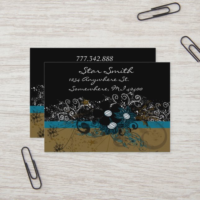 Swirly Flower Business Card (Front/Back In Situ)