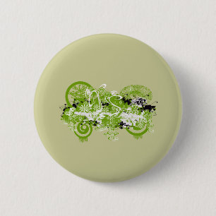 Swirly Flower Design Button