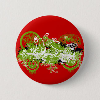 Swirly Flower Design Pinback Button