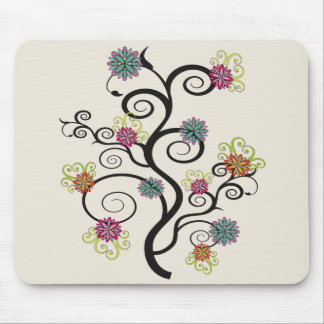Swirly Flower Tree Mousepad