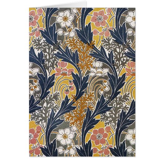 Swirly Flowers and Leaves Art Nouveau Card (Front)