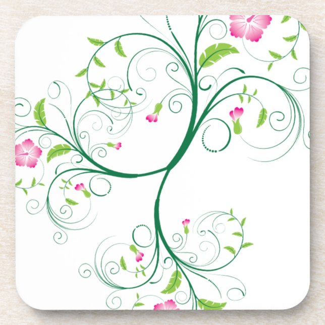 Swirly Flowers Drink Coaster (Front)