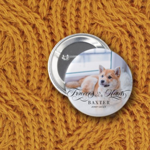 Swirly Forever In Our Hearts Pet Photo Button
