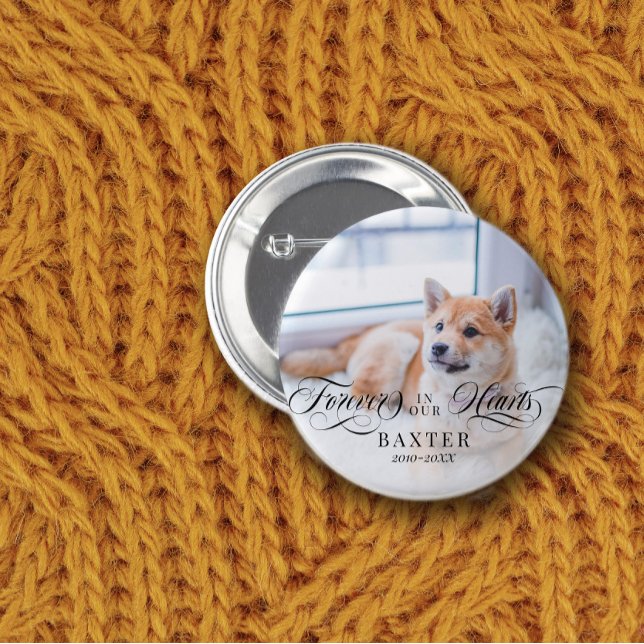 Swirly Forever In Our Hearts Pet Photo Button (Creator Uploaded)
