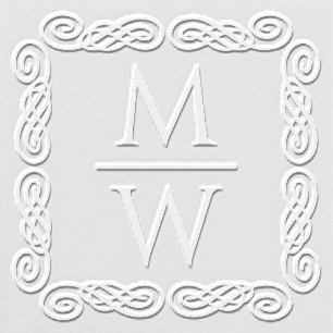 Swirly Frm Stacked 2 Initials Couple Horz Spacer Embosser