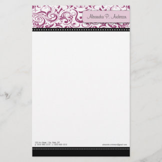 Swirly Fuschia Boutique Designer Stationery