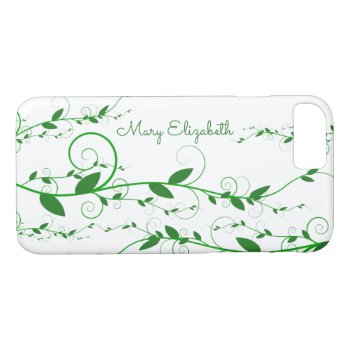 Swirly Green Flourished Vines Personalized Iphone 8/7 Case by tjustleft at Zazzle