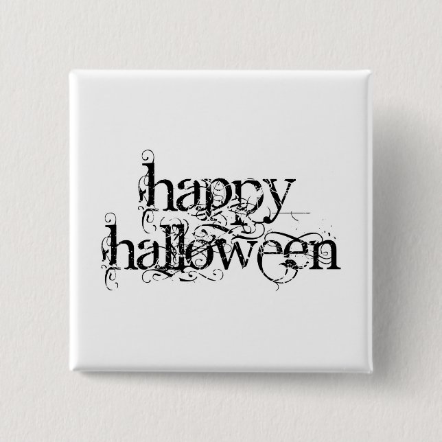 Swirly Grunge Happy Halloween Pinback Button (Front)