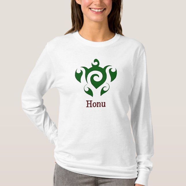 Swirly Hawaiian Green Sea Turtle T-Shirt (Front)