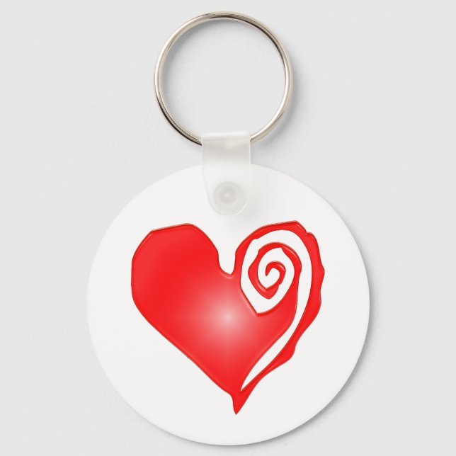 swirly heart  on black or white keychain (Front)