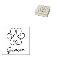 Animal Paw Print Rubber Ink Stamp, Cat Dog Pet Craft Favours