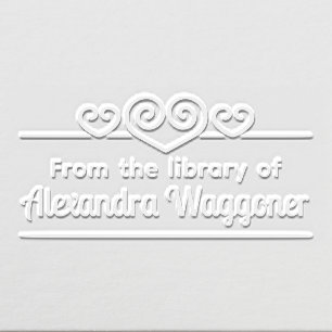 Swirly Hearts “From the library of” Name Embosser