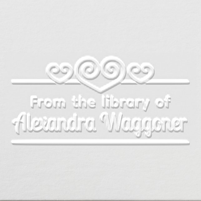 Swirly Hearts “From the library of” Name Embosser (Design)