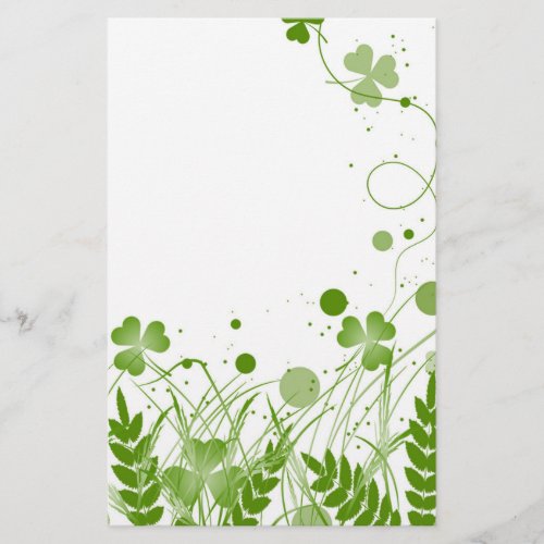 Swirly irish shamrock in a meadow stationery