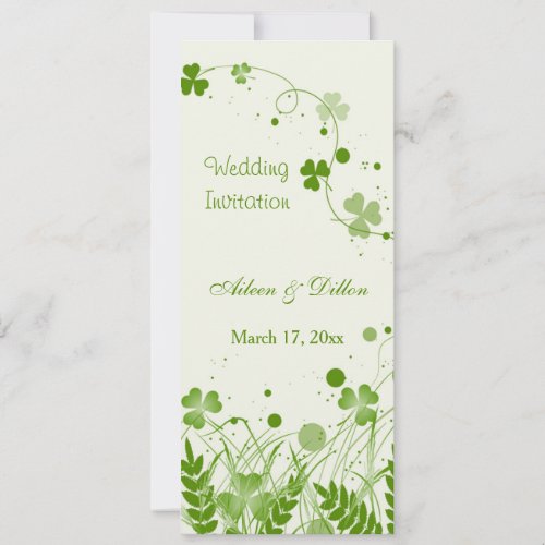 Swirly Irish shamrock in a meadow Wedding Invitation