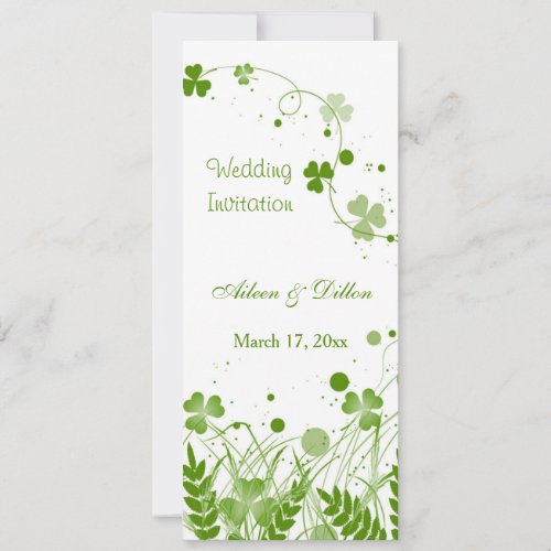 Swirly Irish shamrock in a meadow Wedding Invitation