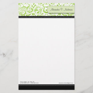Swirly Lime Boutique Designer Stationery