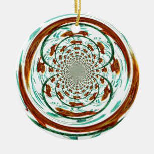 Swirly Lions Wildlife Pattern Ceramic Ornament