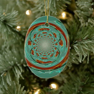 Swirly Lions Wildlife Pattern Custom Color Ceramic Ornament