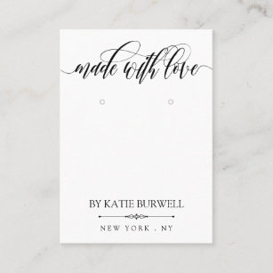 Swirly Made With Love Earring Display Business Card