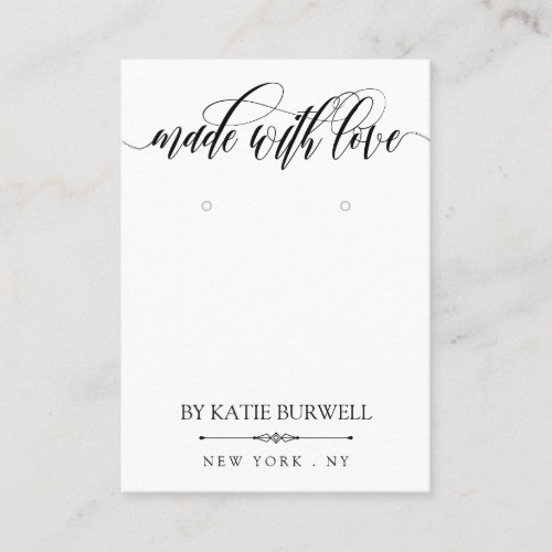 Swirly Made With Love Earring Display Business Card