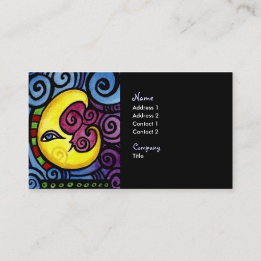 Customizable Swirly Moon Business Card