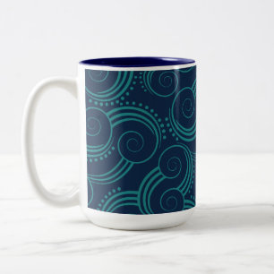 Swirly Ocean Waves Two-Tone Coffee Mug
