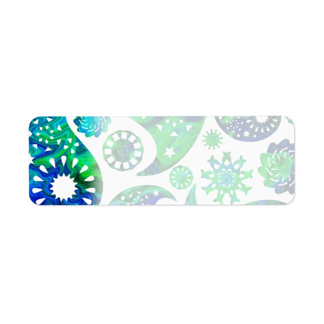 Swirly Pattern Paisley in Green and Blue. Label (Front)
