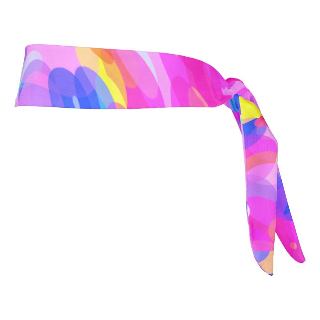 Swirly Pink Bright Bold Cheerful Colors Tie Headband (Rotate 90)