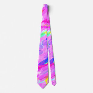 Swirly Pink Bright Bold Cheerful Neck Tie