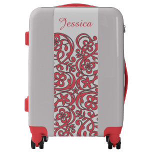 Swirly Pink Floral Pattern Personalised Luggage