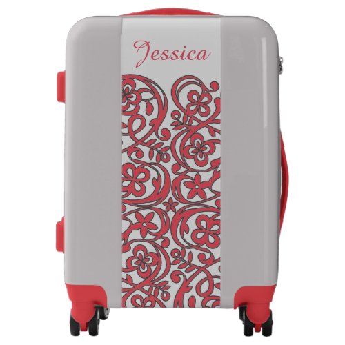 Swirly Pink Floral Pattern Personalised Luggage