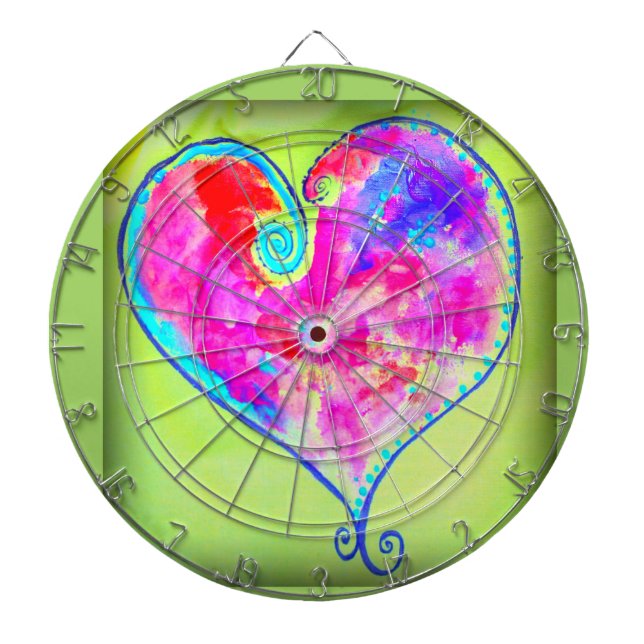 swirly pink heart dart board (Front)