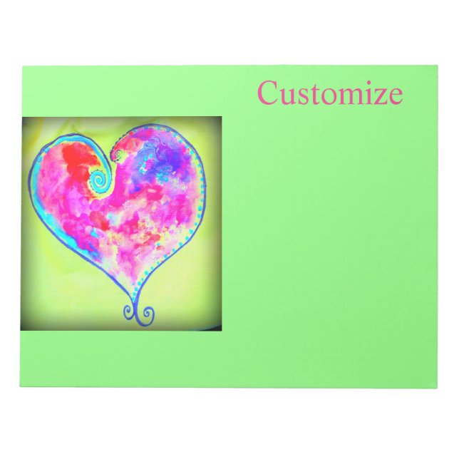 swirly pink heart notepad (Front)