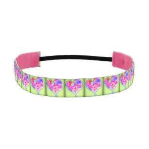 swirly pink hearts athletic headband