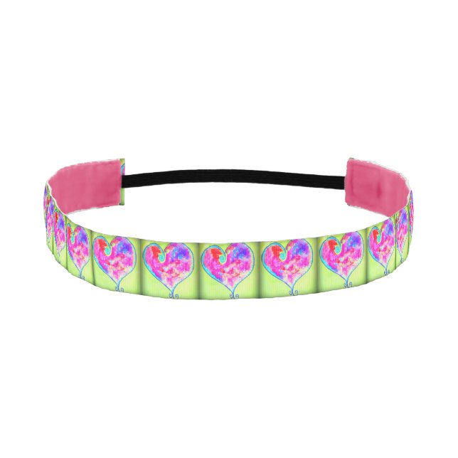 swirly pink hearts athletic headband (Front)