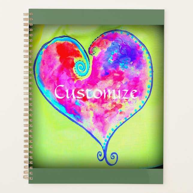 swirly pink hearts planner (Front)