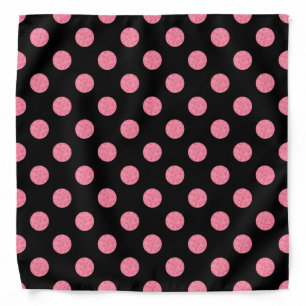Swirly pink polka dots on black background bandana