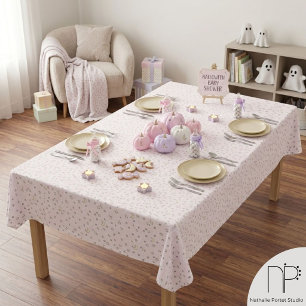 Swirly Pink Stars and Moons Tablecloth
