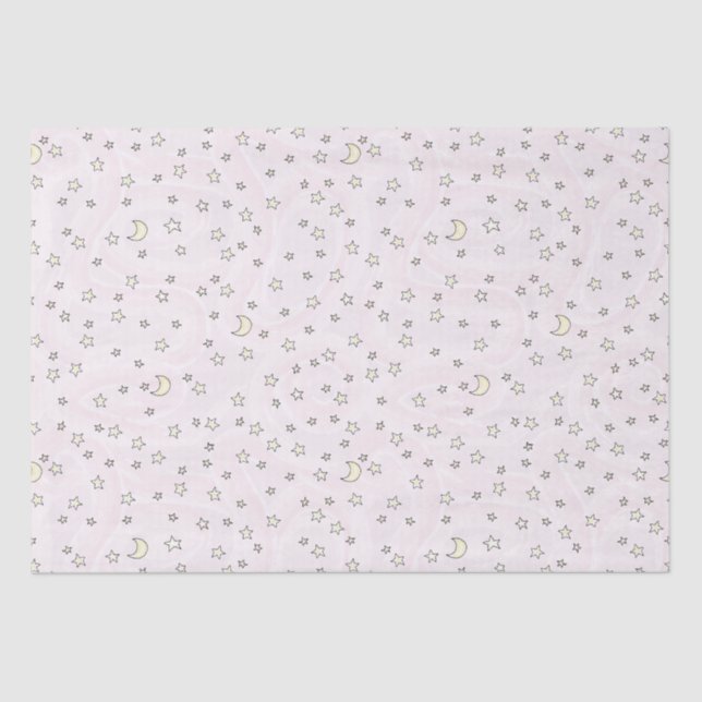 Swirly Pink Stars & Moons Tissue Paper (Front)