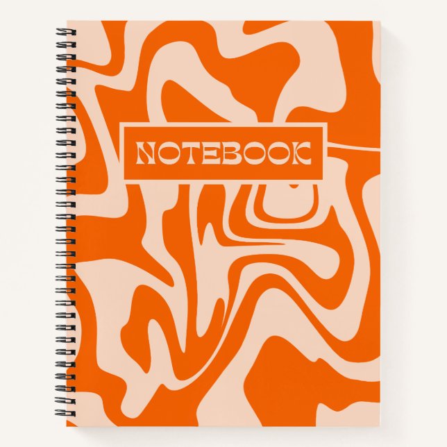 Swirly Psychedelic Orange Retro Pattern  Notebook (Front)